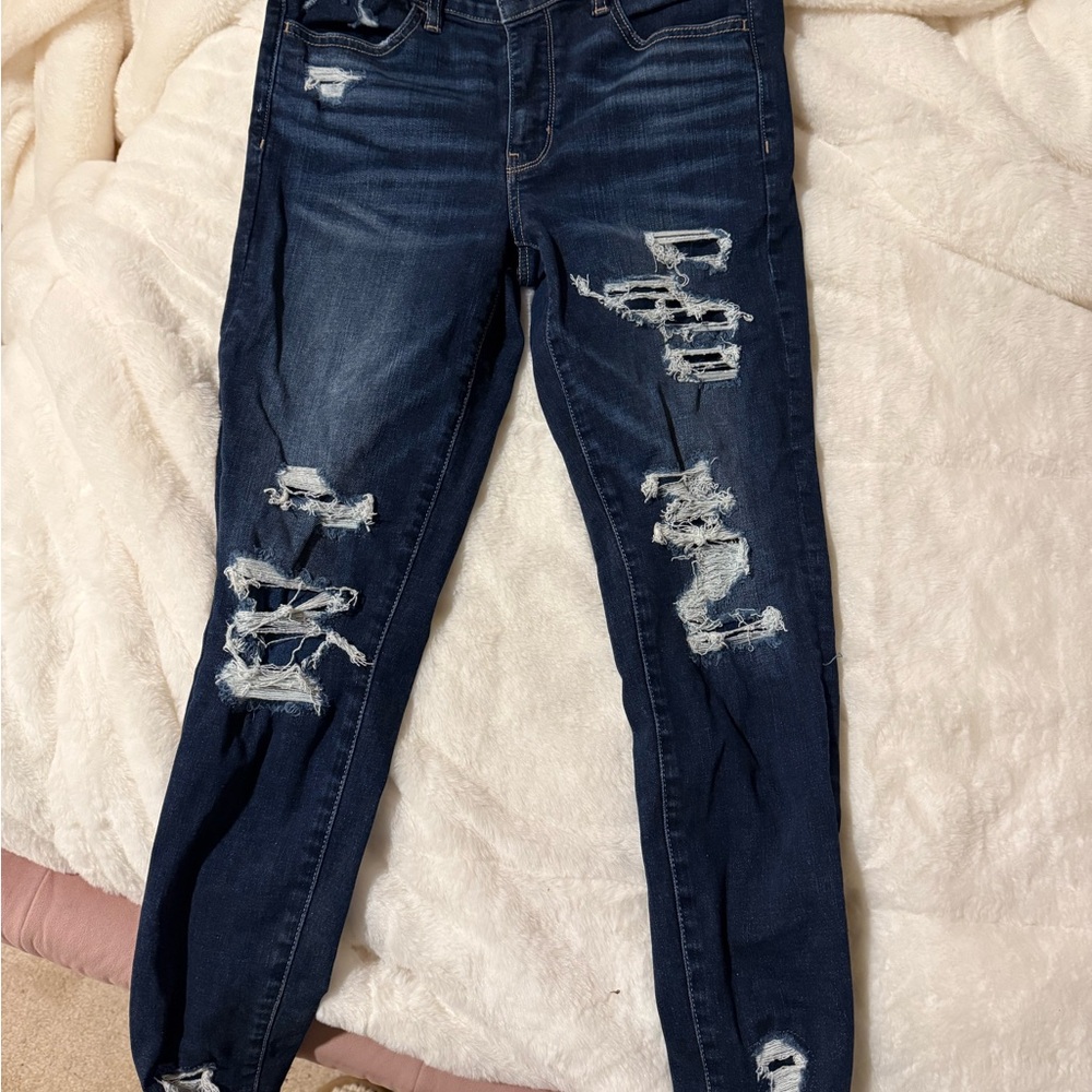 Distressed Blue Jeans